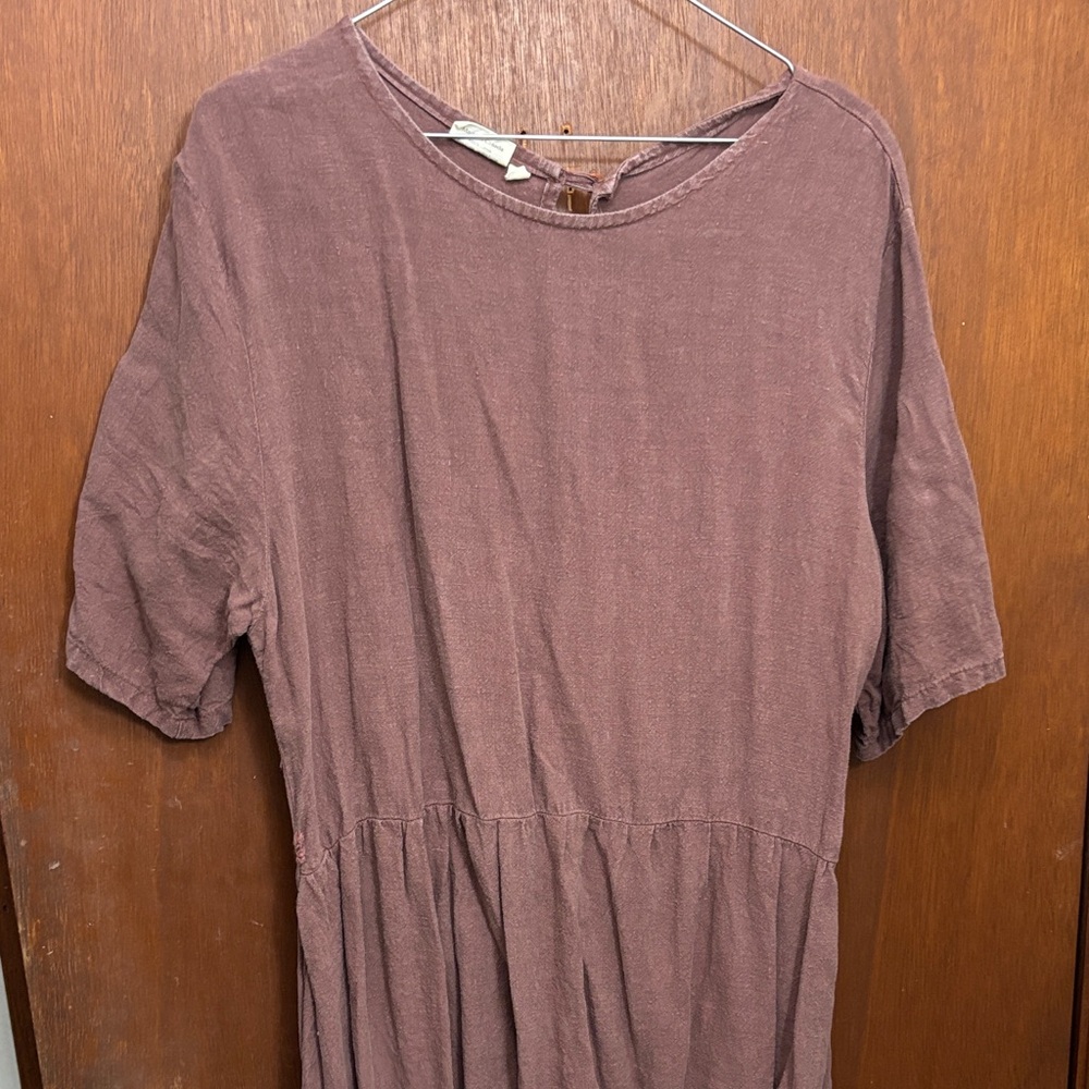 Elegant Linen Mauve Dress